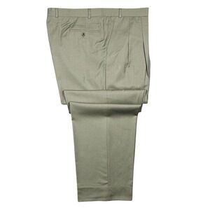 Vintage Carlo Mandrone Dress Pants Mens 44 Olive Green Wool Pleated